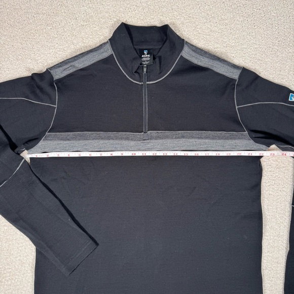 Kuhl Sweater Mens Large Black Merino Wool Downhill Racr 1/4 Zip Outdoor Pullover - Picture 5 of 8